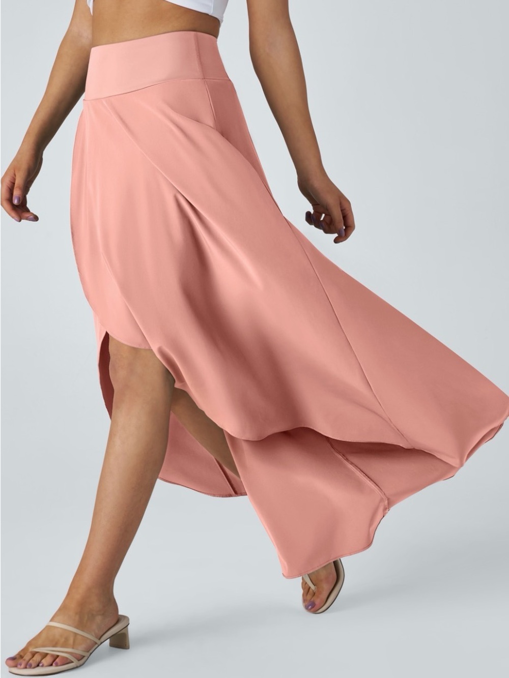HALARA High-Low Flow Skirt in Dusty Rose